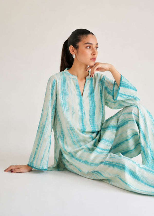 ILMA Aqua 2-PIECE Stitched Dress. (Farshi Shalwar)