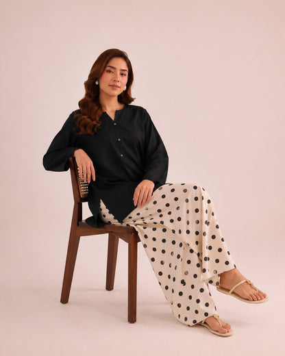 Black Polka Premium  2-Piece Suit