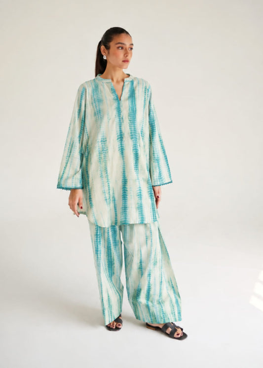 ILMA   Aqua 2-PIECE Stitched Dress. (Farshi Shalwar)