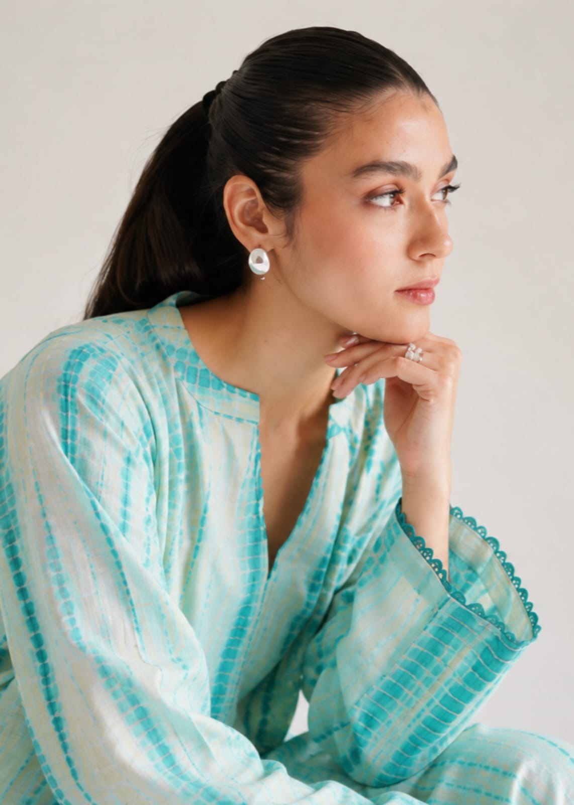 ILMA   Aqua 2-PIECE Stitched Dress. (Farshi Shalwar)