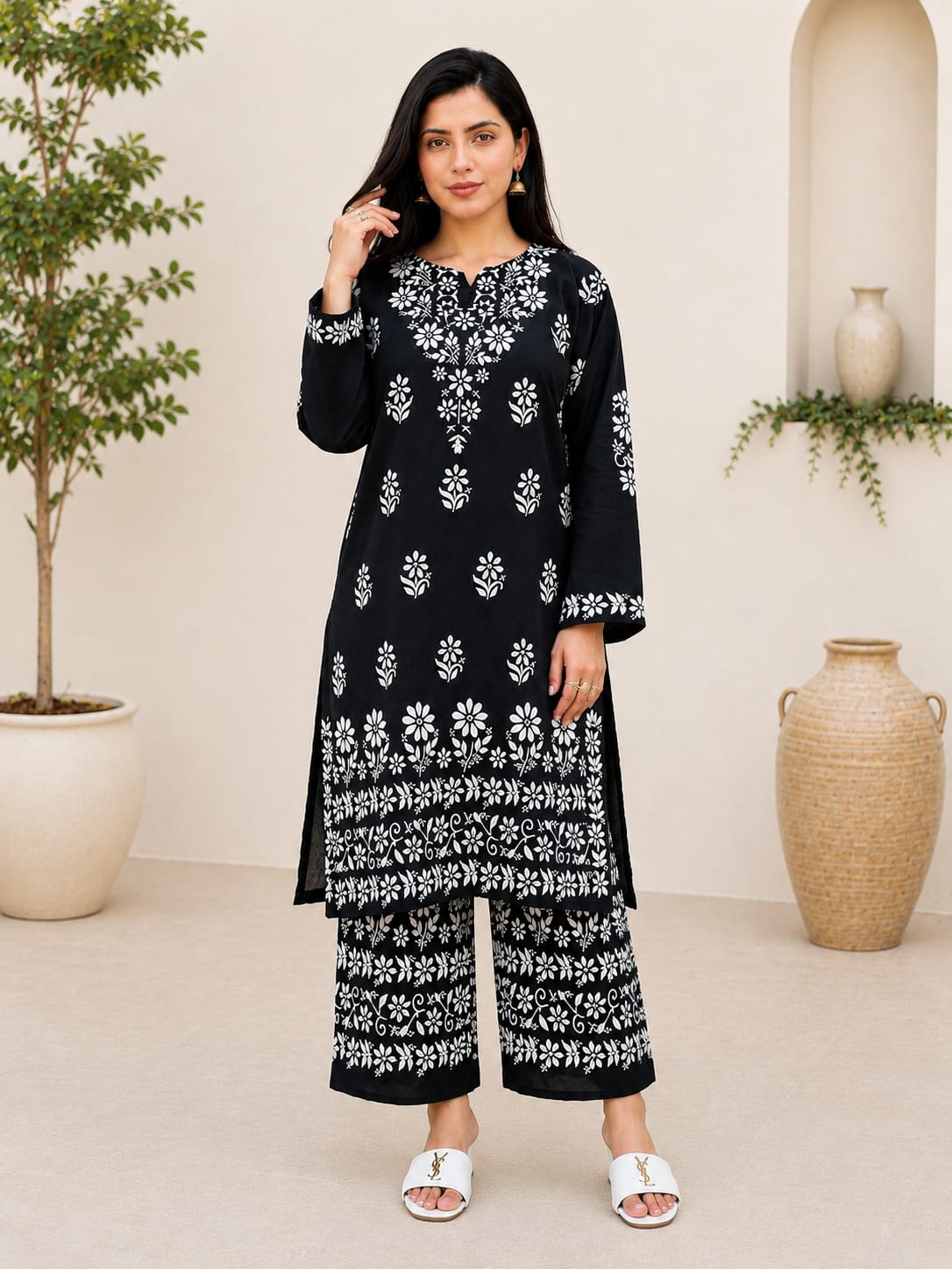 Indian Chikankari Embossed 2Pc