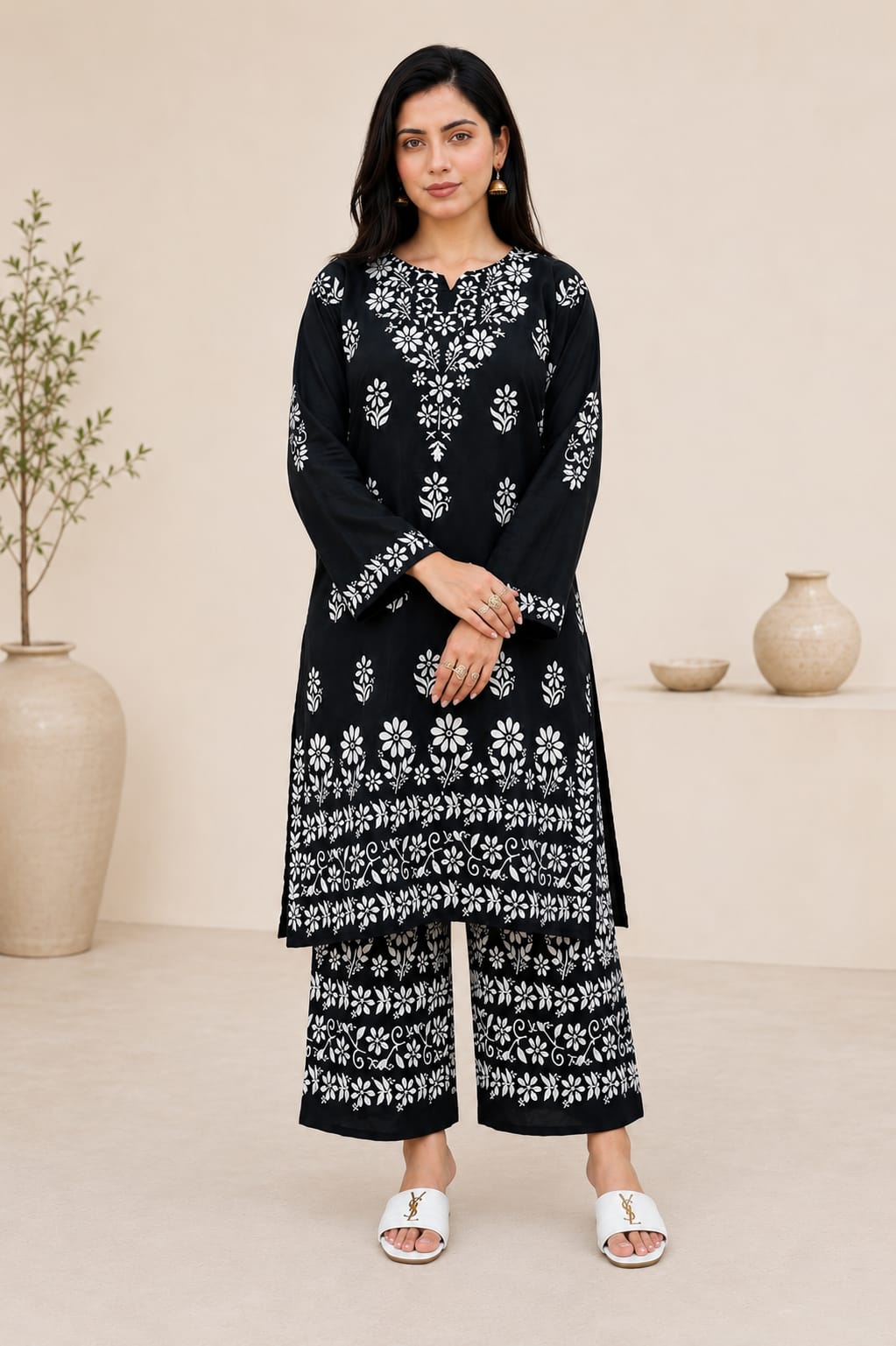 Indian Chikankari Embossed 2Pc