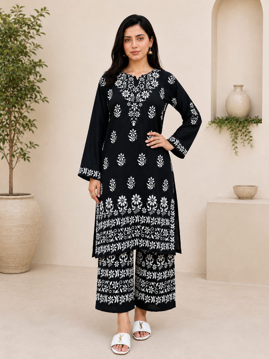 Indian Chikankari Embossed 2Pc