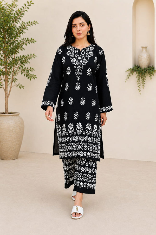Indian Chikankari Embossed 2Pc
