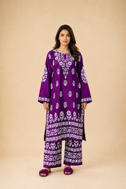 Indian Chikankari Embossed 2Pc