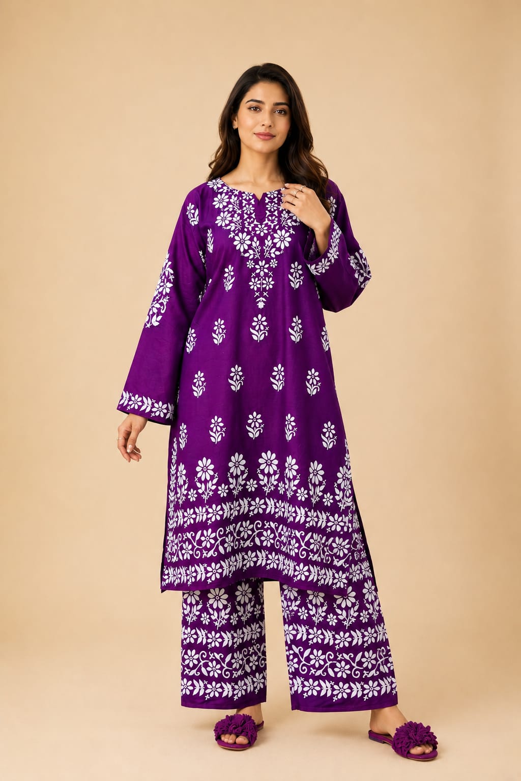 Indian Chikankari Embossed 2Pc