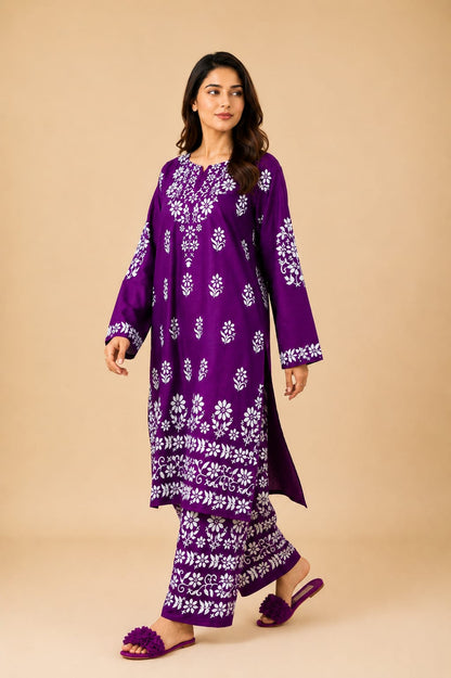 Indian Chikankari Embossed 2Pc