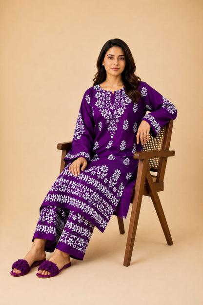 Indian Chikankari Embossed 2Pc