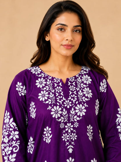 Indian Chikankari Embossed 2Pc